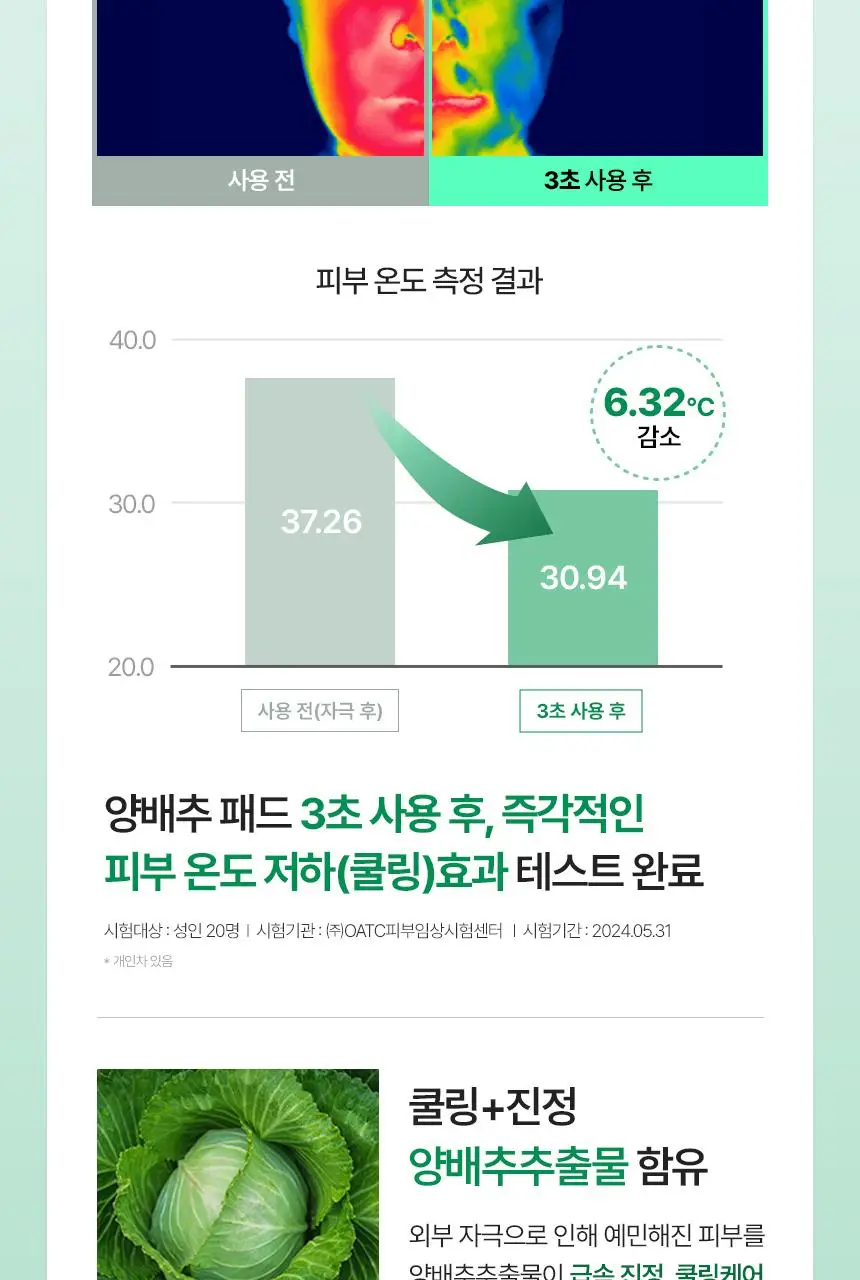 [쿨링진정/모공관리] 키노닉스 양배추 각질 진정 패드 증정 기획 (70매+10매) 상세페이지 7